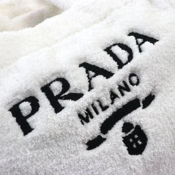 Prada 1 Bg130 Spugna Polyester Cowhide Triangle Logo Soft Terry Leta Ring Logo - Picture 9 of 12